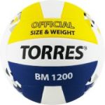 Мяч вол. «TORRES BM1200» арт.V42035, р.5, синт.кожа (микрофибра), клееный, бут.кам, бел-син-желт