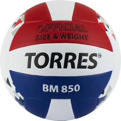 Мяч вол. «TORRES BM850» арт.V32025, р.5, синт. кожа (ПУ), клееный, бут. кам., бел-син-крас