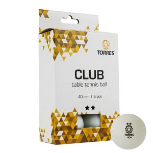 Мяч для наст. тенниса TORRES Club 2*, арт. TT21014, упаковке 6 шт.