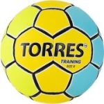 Мяч ганд. «TORRES Training» арт.H32150, р.0, ПУ, 4 подкл. слоя, руч. сшивка, желто-голубой