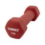 Гантель «TORRES 1 кг» арт.PL55011, металл в неопреновой оболочке, форма шестигранник, красный