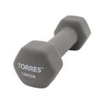 Гантель «TORRES 1.5 кг» арт.PL550115, металл в неопреновой оболочке, форма шестигранник, серый