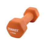 Гантель «TORRES 2 кг» арт.PL55012, металл в неопреновой оболочке, форма шестигранник, оранжевый