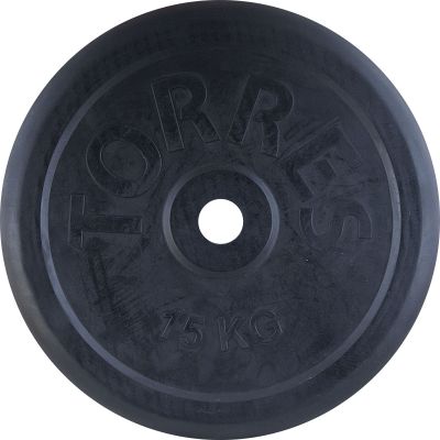 Диск обрезин. «TORRES 15 кг» арт.PL506615, d.31мм, металл в резиновой оболочке, черный