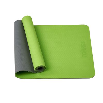 Коврик для йоги «TORRES Comfort 6» арт.YL10096, TPE 6 мм, нескользящее покрытие, зелено-серый