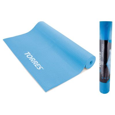 Коврик для йоги «TORRES» арт.YL10013, PVC 3 мм, нескользящее покрытие, голубой