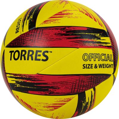 Мяч вол. «TORRES Resist» арт.V321305, р.5, синт. кожа (ПУ), гибрид, бут.кам.желто-красно-черный