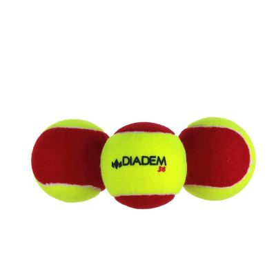 Мяч теннисный детский DIADEM Stage 3 Red Ball, арт. BALL-CASE-RED, уп. 3 шт, фетр, желто-красный